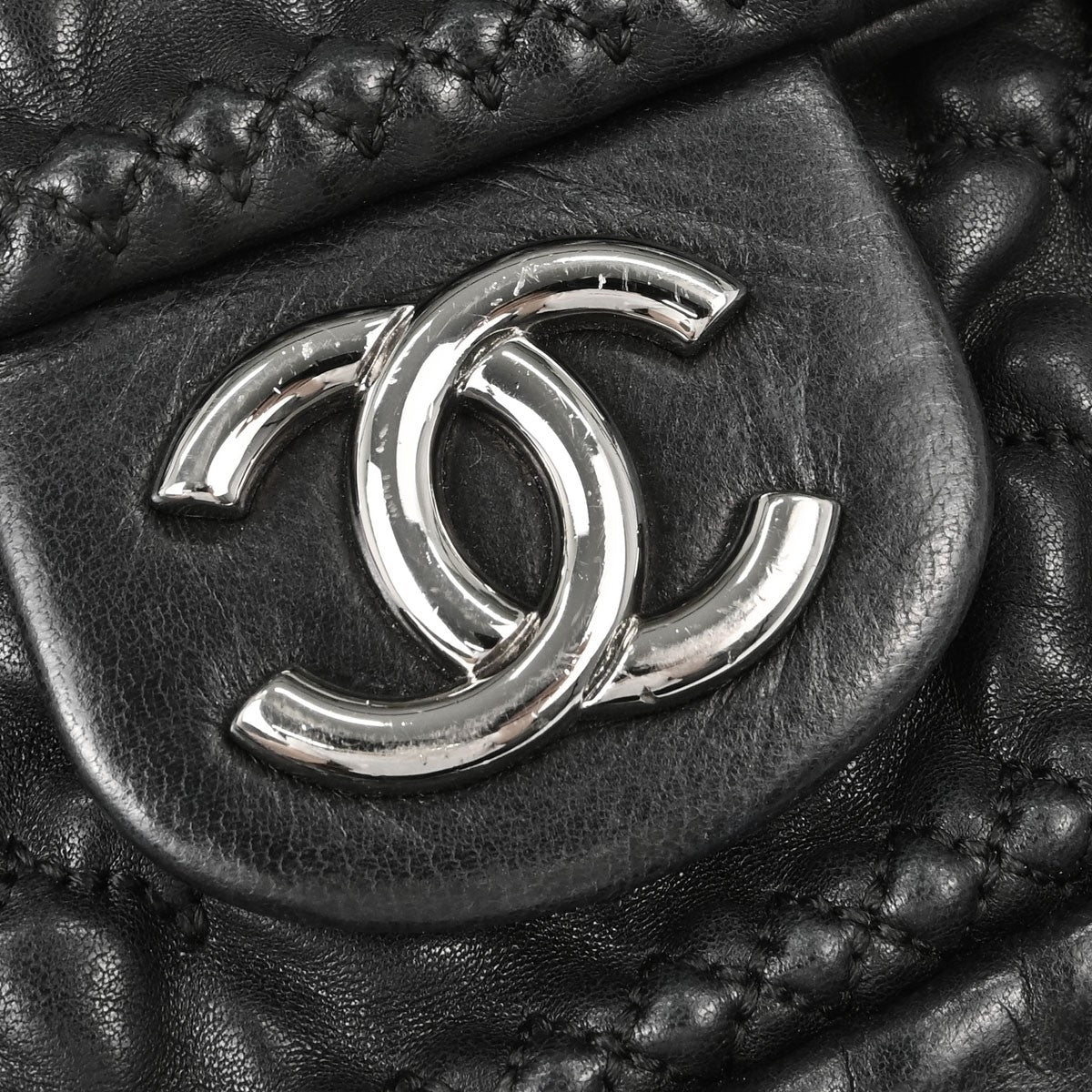 Chanel Black Lambskin Ruffled Handbag Vintage