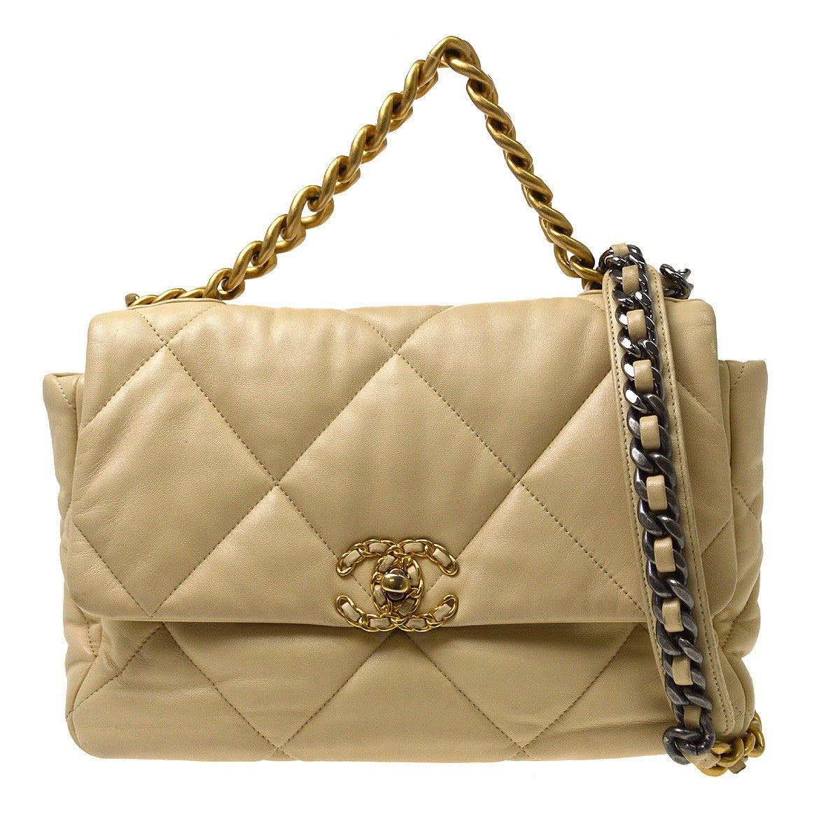 Chanel Beige Lambskin Dix-neuf 19 Large 2way Handbag