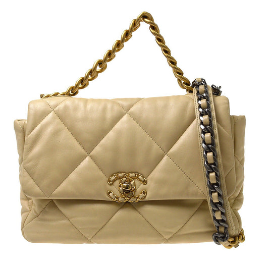 Chanel Beige Lambskin Dix-neuf 19 Large 2way Handbag