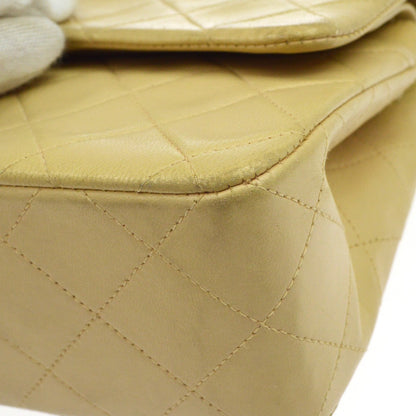 Chanel Beige Lambskin Medium Classic Double Flap Shoulder Bag