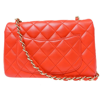 Chanel Orange Lambskin Single Flap Shoulder Bag