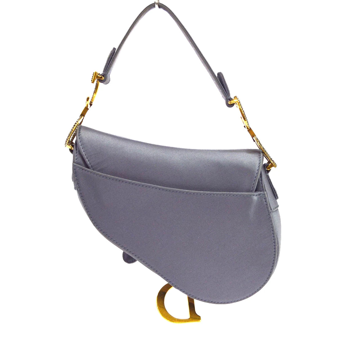 Borsa Christian Dior Crystal Saddle Mini Saddle Bag Vintage in Raso Blu Grigio