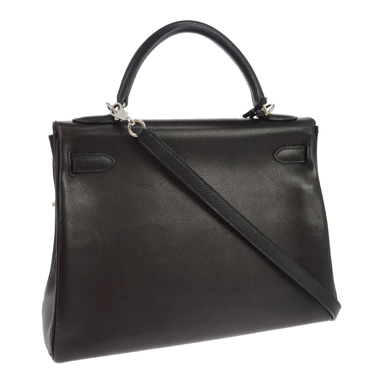 Borsa Hermès Kelly 32 Retourne Vintage in Pelle Evergrain Nera