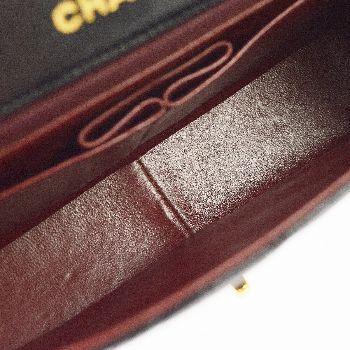 Chanel Black Lambskin Pushlock Small Full Flap Shoulder Bag