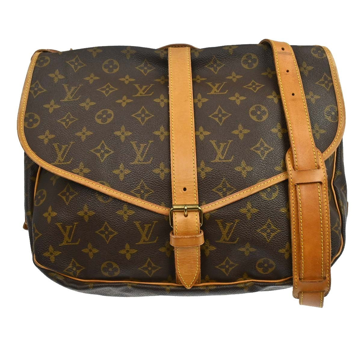 Borsa Louis Vuitton Saumur 35 Vintage in Tela Monogram e Pelle Marrone — Rif. VI451