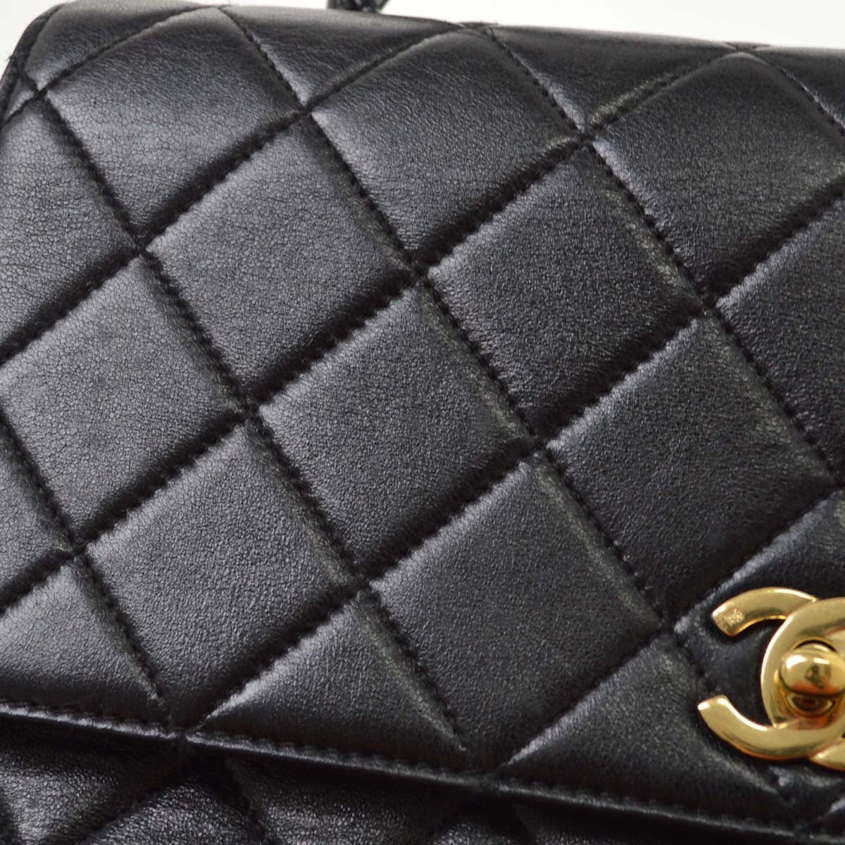 Chanel Black Lambskin Top Handle Handbag