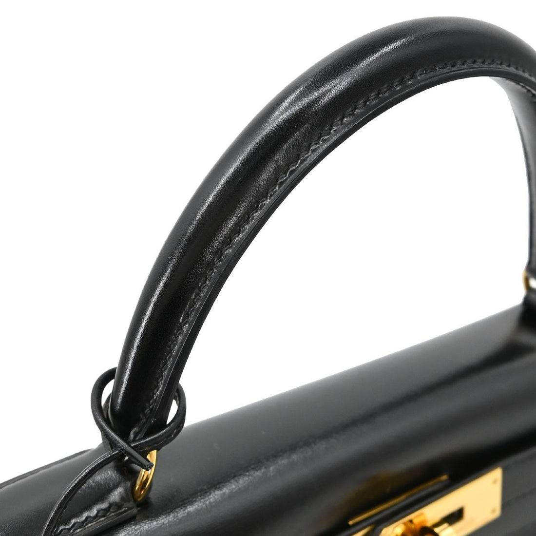 Borsa Hermès Black Box Calf Kelly 28 Sellier 2way Handbag Vintage in Box Calf, Pelle Nero