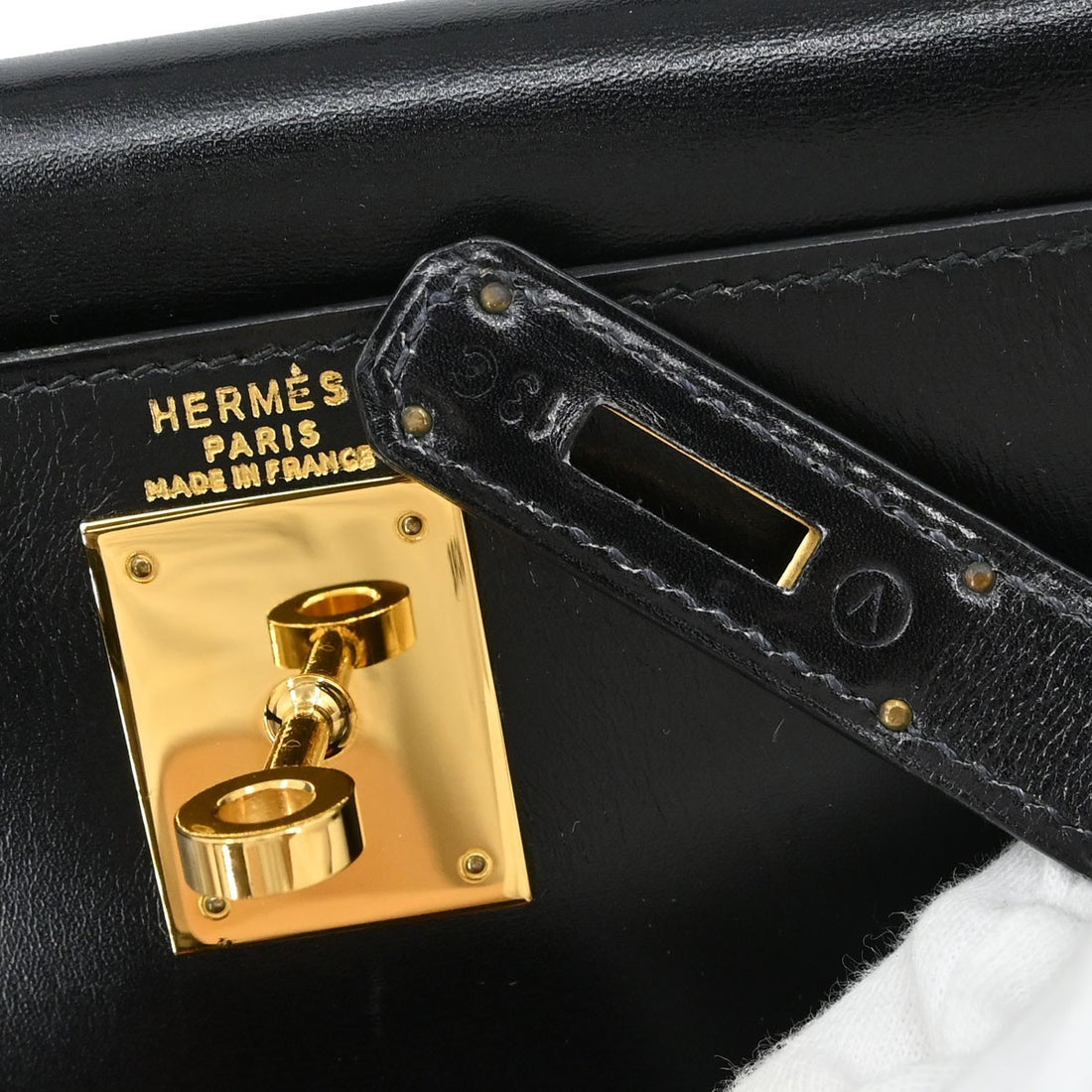 Borsa Hermès Black Box Calf Kelly 28 Sellier 2way Handbag Vintage in Box Calf, Pelle Nero