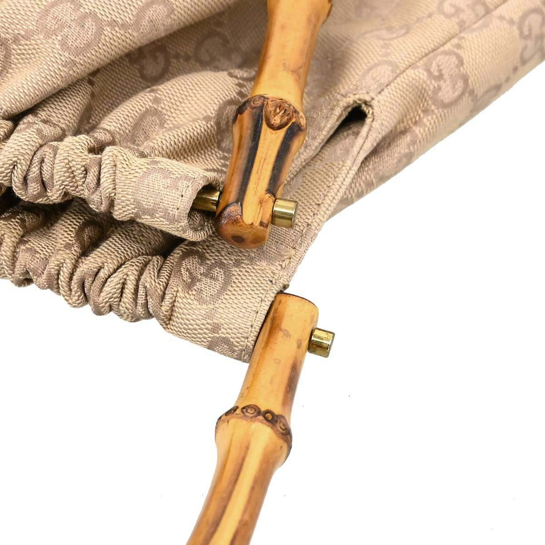 Borsa Gucci Bamboo Vintage in Tela e Pelle Beige