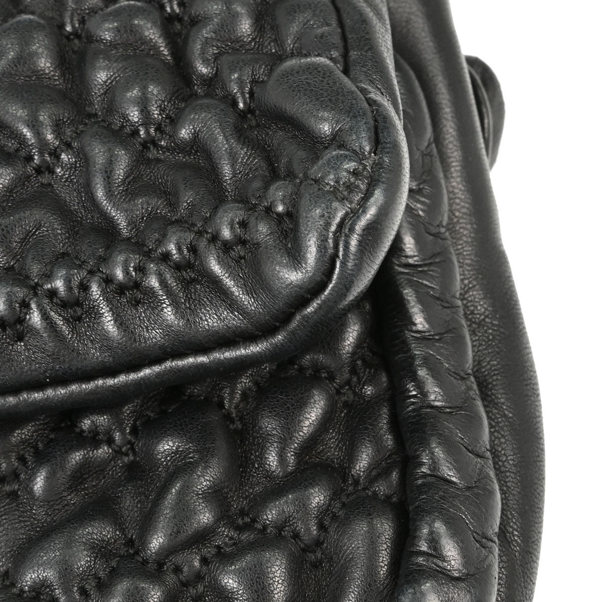 Chanel Black Lambskin Ruffled Handbag Vintage