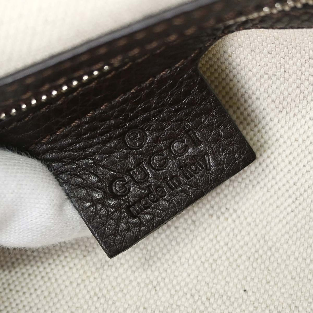 Borsa Gucci Techno Horsebit Vintage in Tela e Pelle Beige