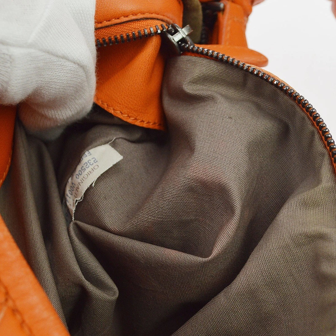 Borsa Bottega Veneta Intrecciato Hobo Handbag Vintage in Pelle Arancione