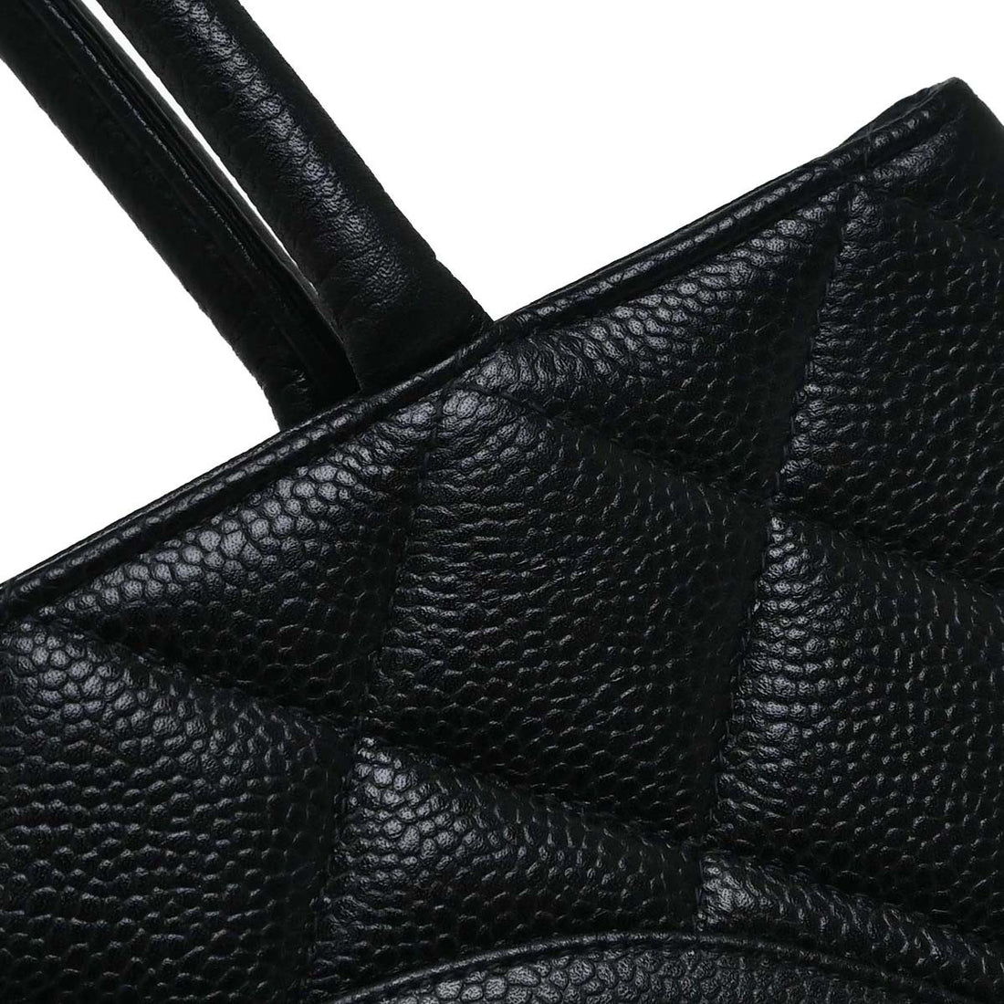 Borsa Chanel Black Calfskin Medallion Tote Handbag Vintage in Pelle Caviar Nero