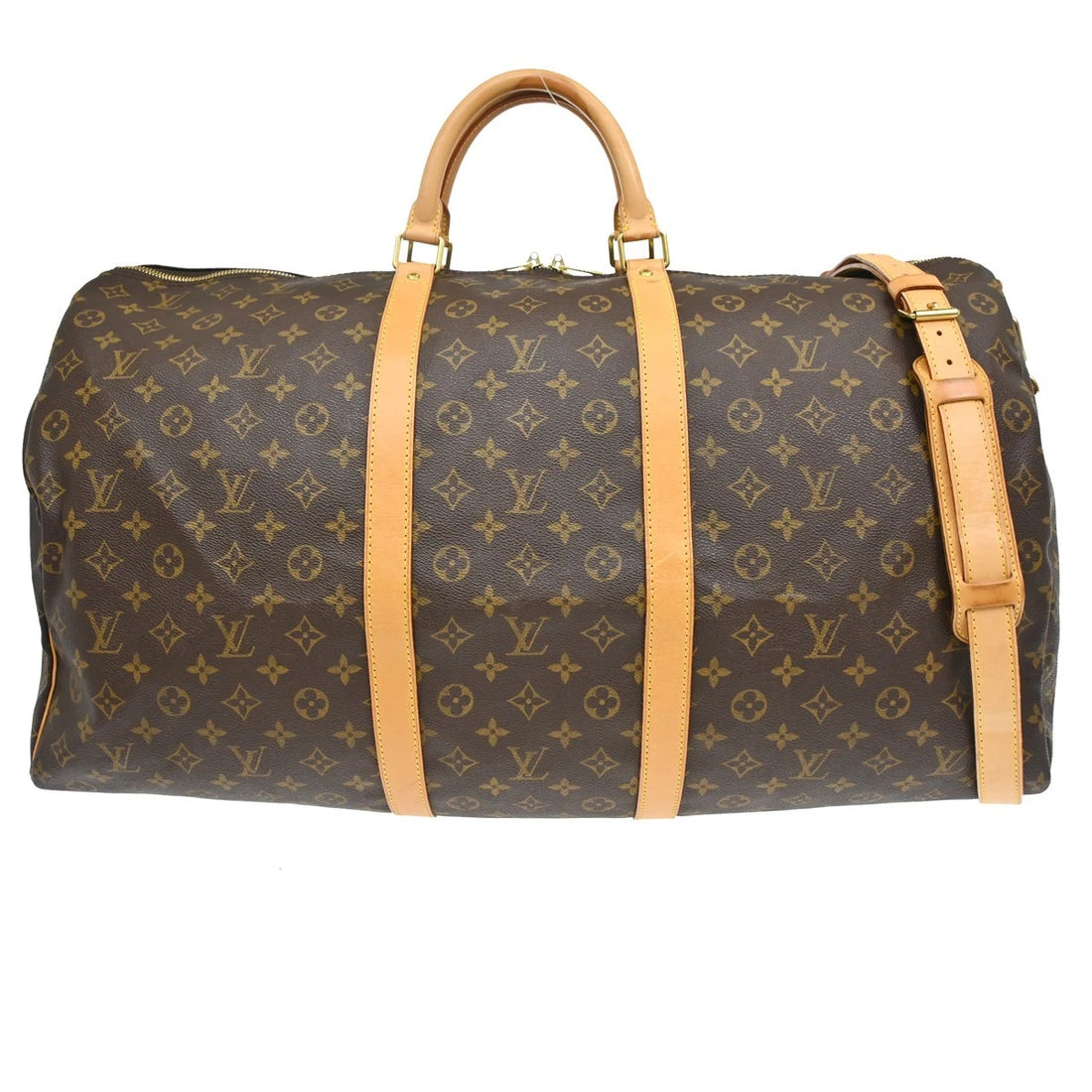 Borsa Louis Vuitton Monogram Keepall Bandouliere 60 Bag Vintage in Monogram Canvas, Leather Marrone