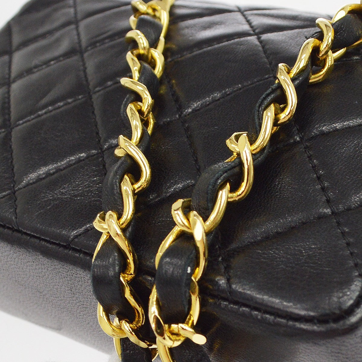 Chanel Black Lambskin Straight Flap Shoulder Bag