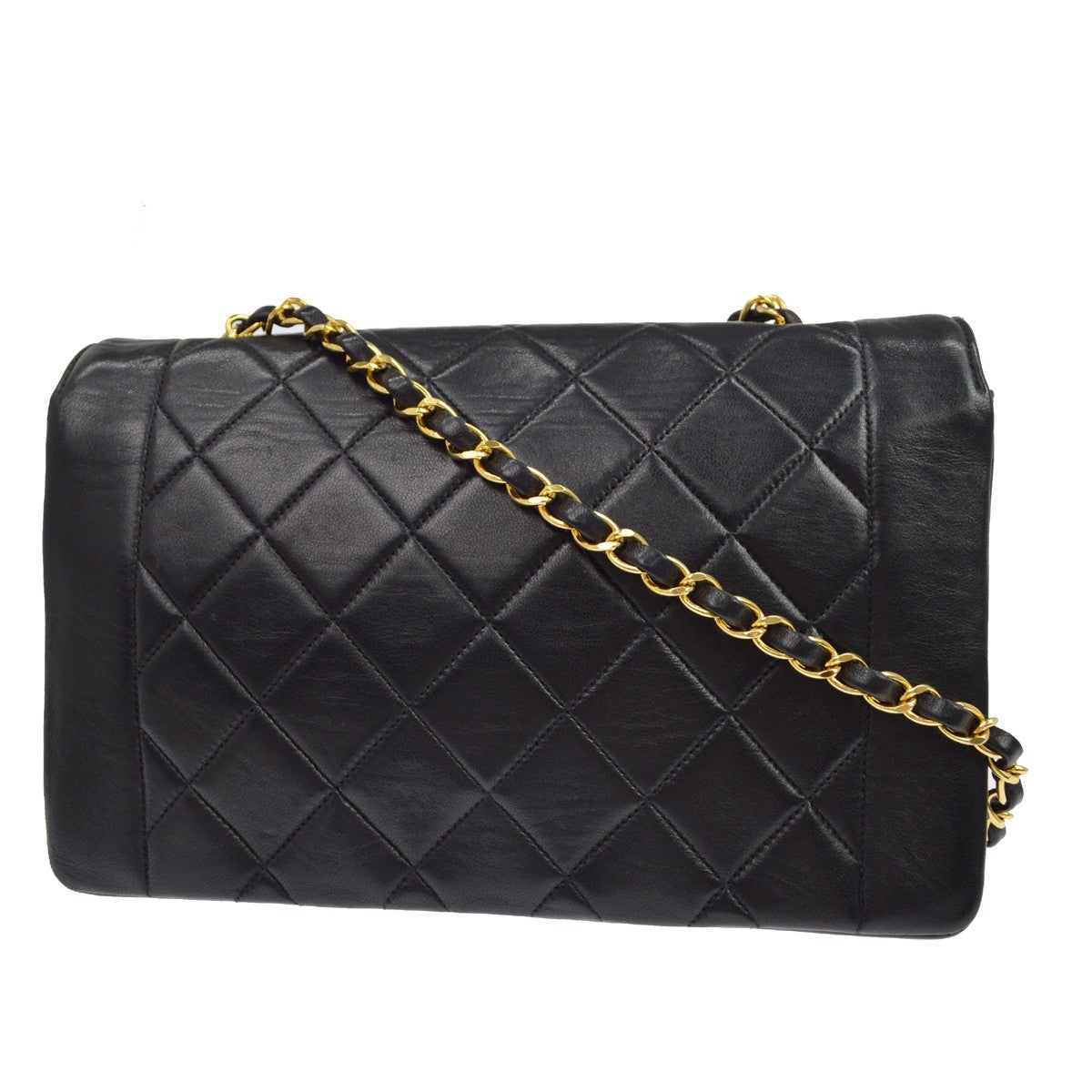 Chanel Black Lambskin Small Diana CC Single Chain Shoulder Bag