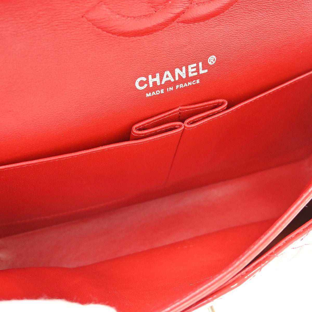 Chanel Red Patent Leather Medium Classic Double Flap Shoulder Bag