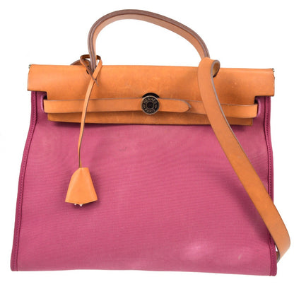 Hermes Rubis Canvas Natural Calfskin Herbag Zip PM