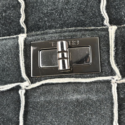 Chanel Gray Suede Patchwork Reissue Mademoiselle Lock Handbag Vintage