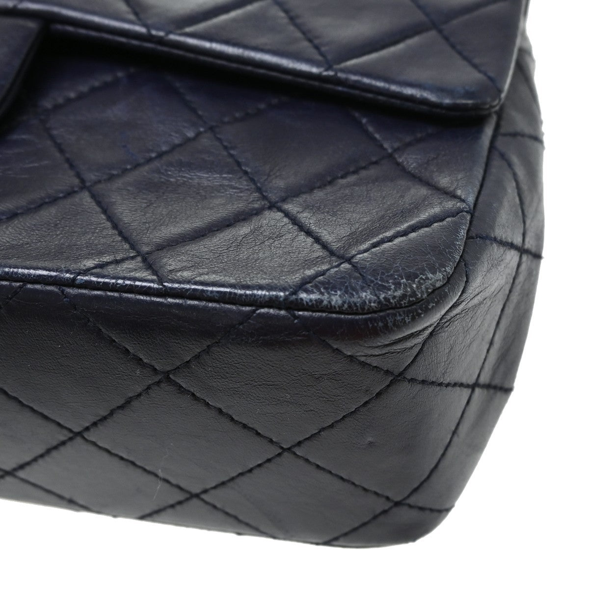 Chanel Navy Lambskin Small Classic Double Flap Shoulder Bag
