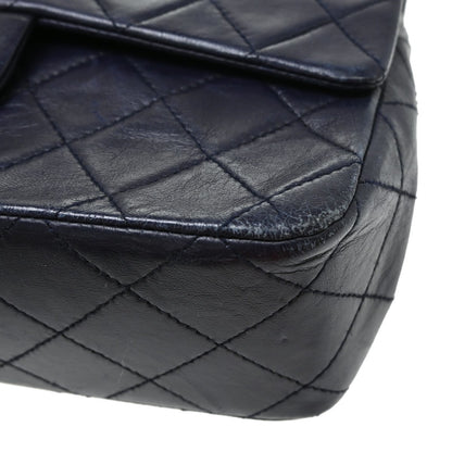 Chanel Navy Lambskin Small Classic Double Flap Shoulder Bag