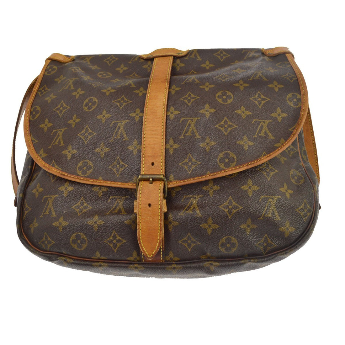 Borsa Louis Vuitton Saumur 35 Vintage in Tela Monogram e Pelle Marrone