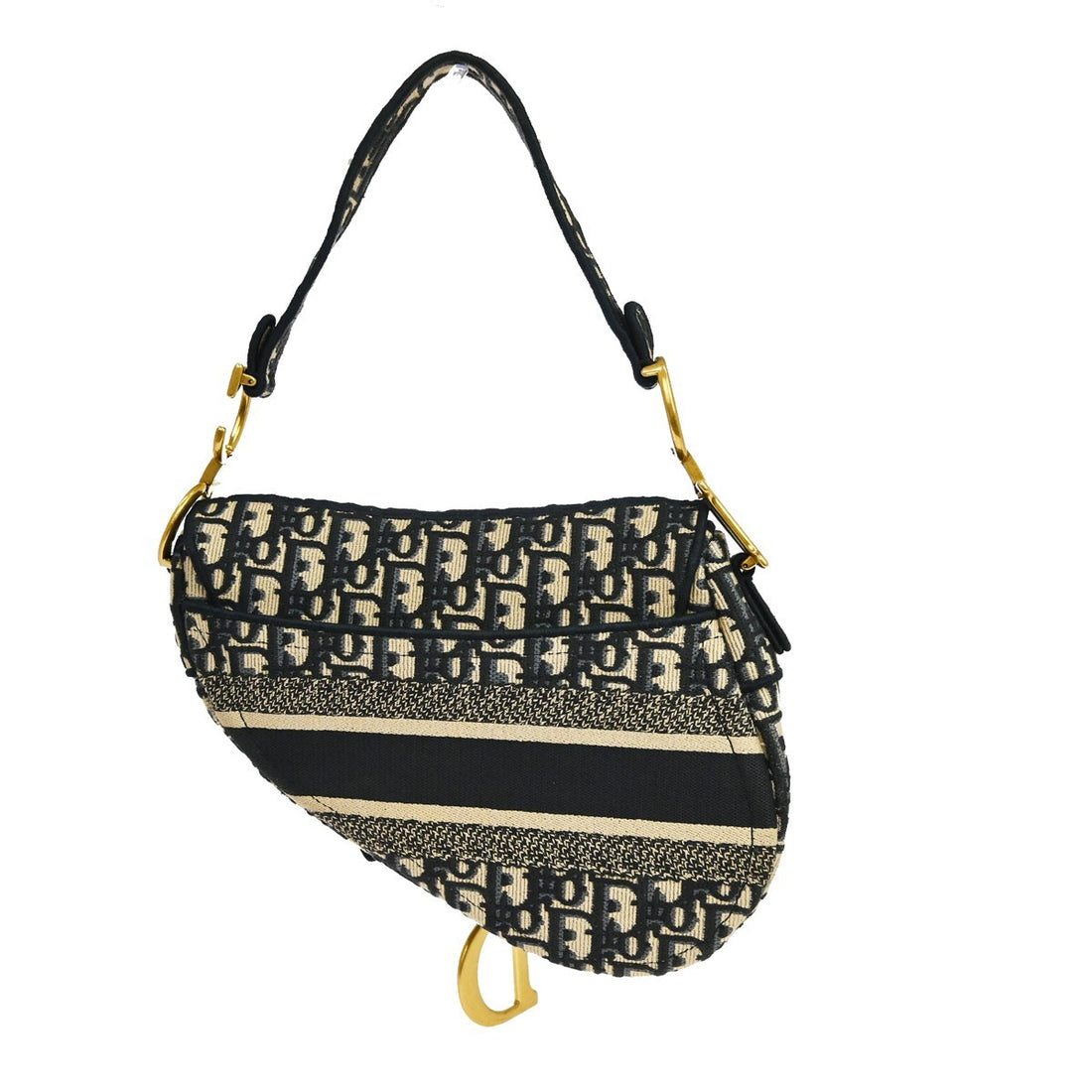 Dior Saddle Vintage in Navy Blue Satin Handbag