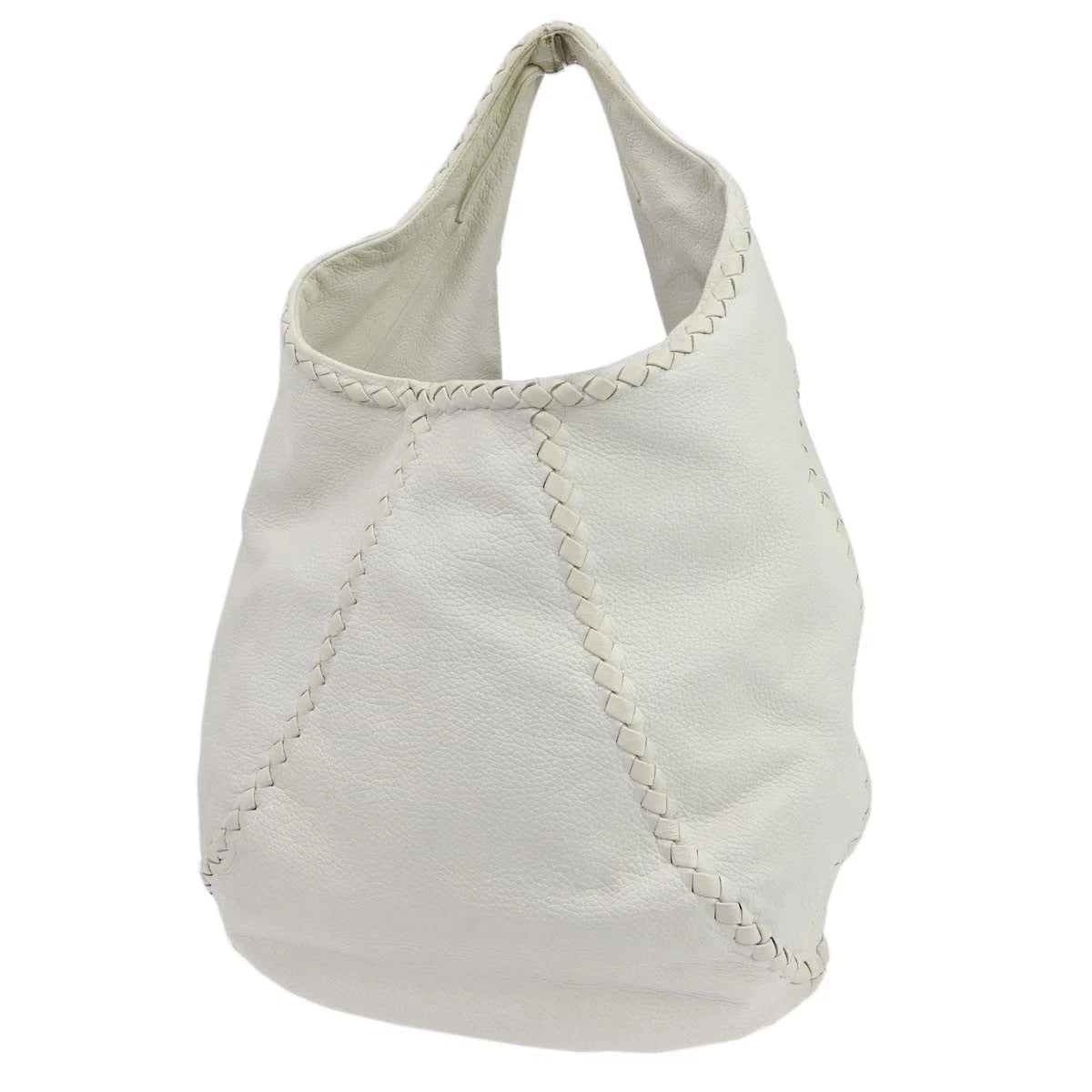 Bottega Veneta White Cervo Leather Baseball Hobo Bag