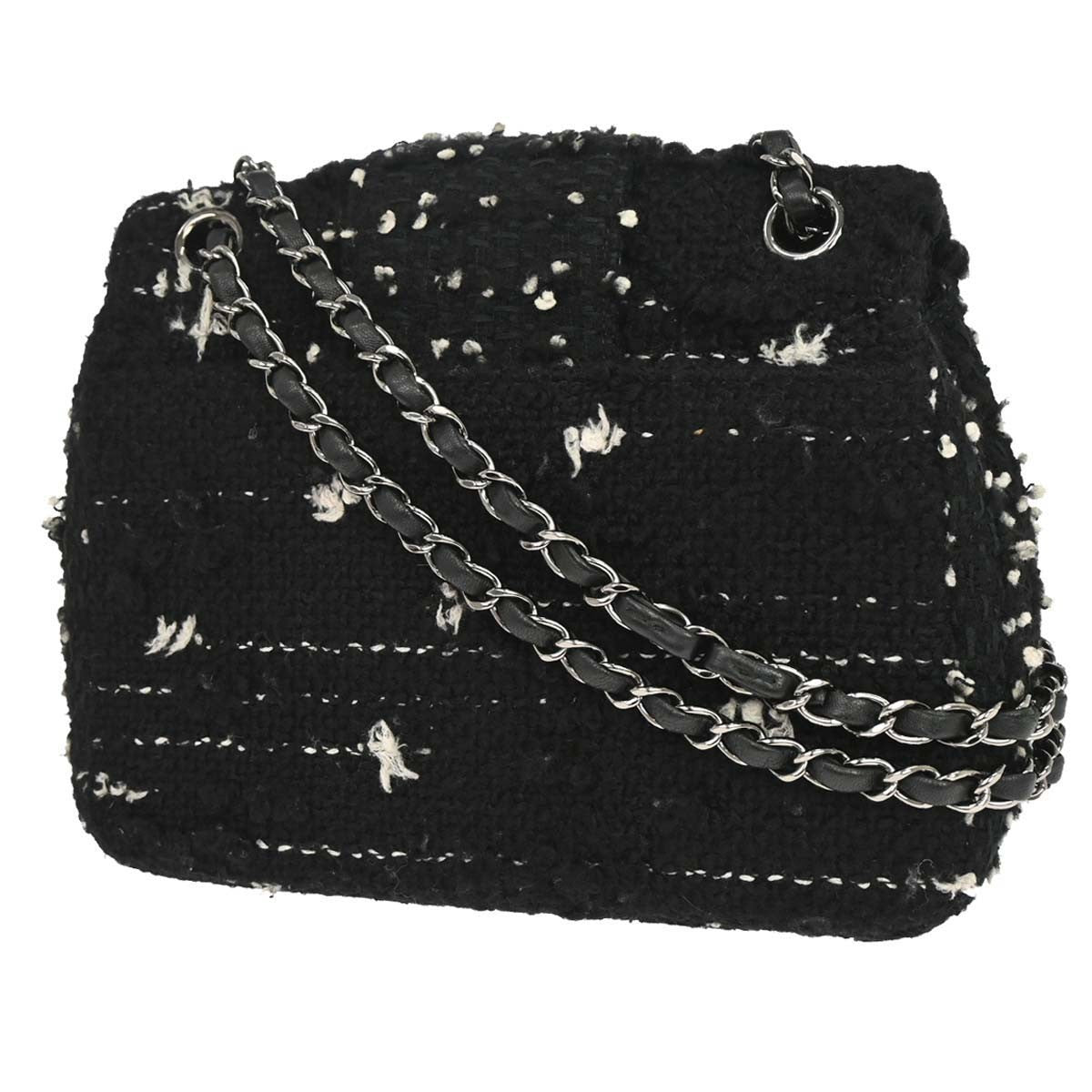 Chanel Black Tweed Elementary Chic Flap Shoulder Bag Vintage