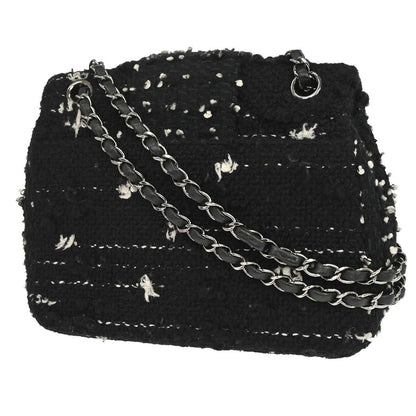 Chanel Black Tweed Elementary Chic Flap Shoulder Bag Vintage