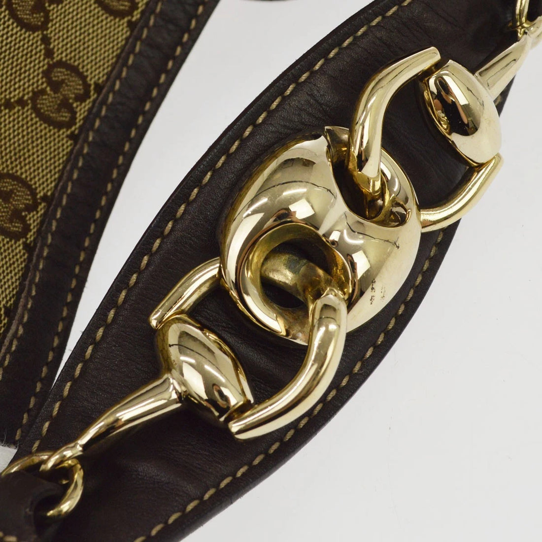 Borsa Gucci GG Canvas Wave Horsebit Hobo Bag Vintage in Tela, Pelle Beige