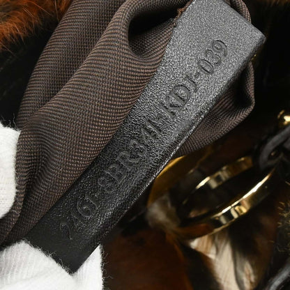 Fendi Brown Feather Rabbit Fur Hobo Handbag