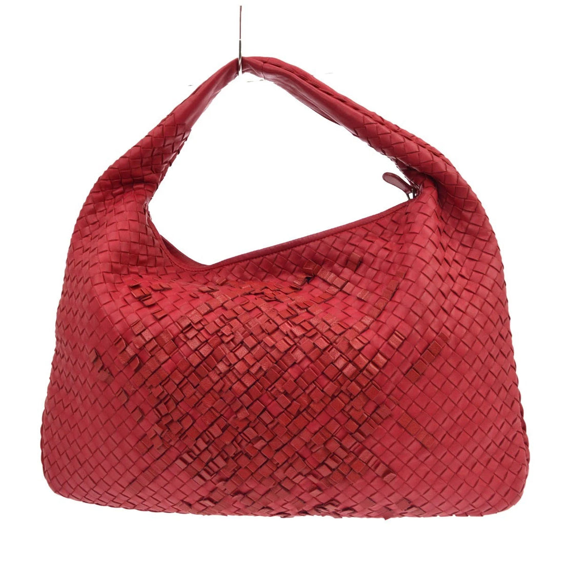 Borsa Bottega Veneta Intrecciato Plisse Hobo Handbag Vintage in Pelle Rosso