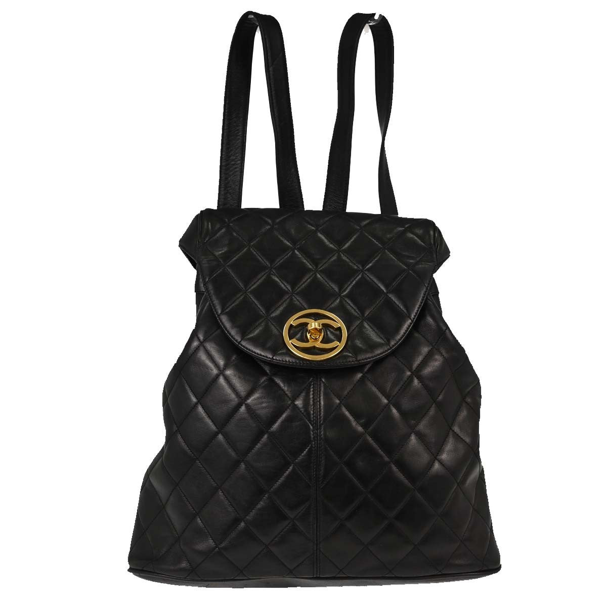 Chanel Circle Lock Backpack Vintage in Pelle di Agnello Nera