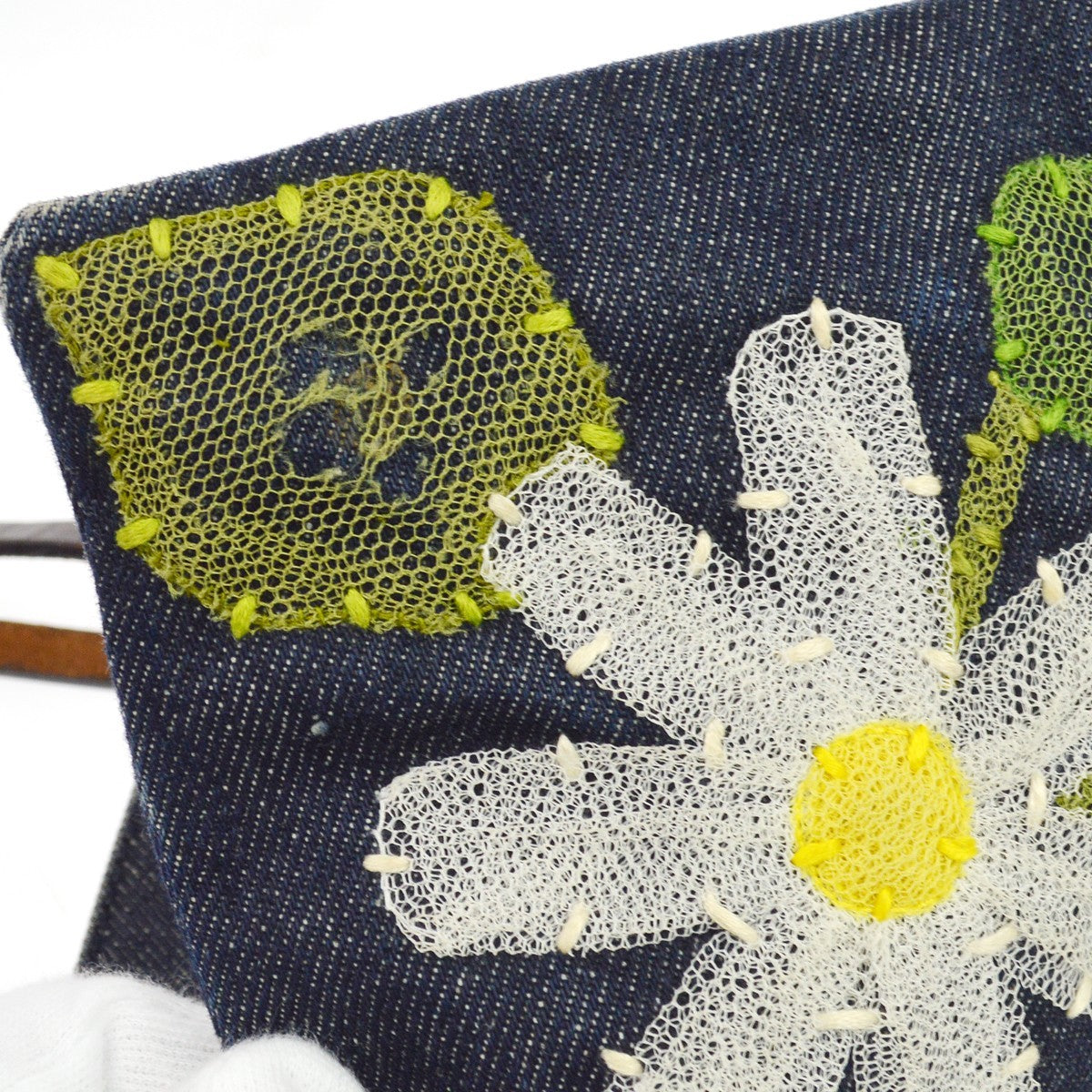 Fendi Daisy Flower Tote Vintage in Denim Blu Navy