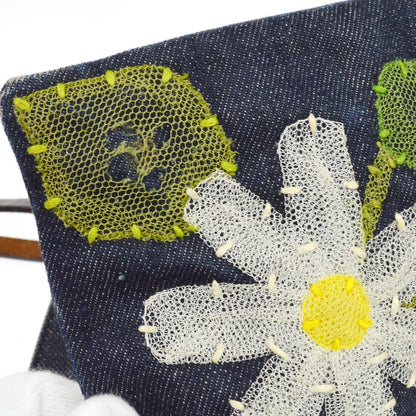 Fendi Daisy Flower Tote Vintage in Denim Blu Navy