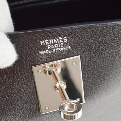 Borsa Hermès Kelly 32 Retourne Vintage in Pelle Evergrain Nera