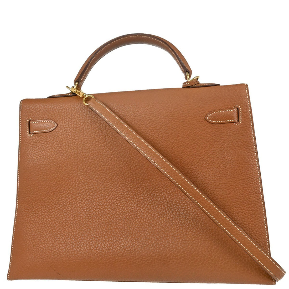 Borsa Hermès Kelly 35 Sellier 2way Vintage in Pelle Fjord Gold