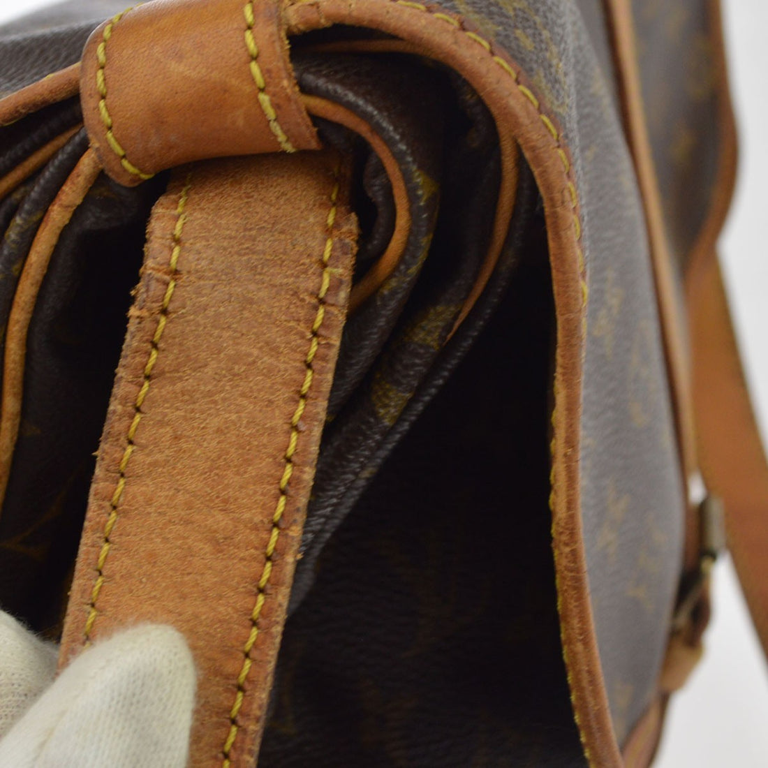 Borsa Louis Vuitton Saumur 35 Vintage in Tela Monogram e Pelle Marrone