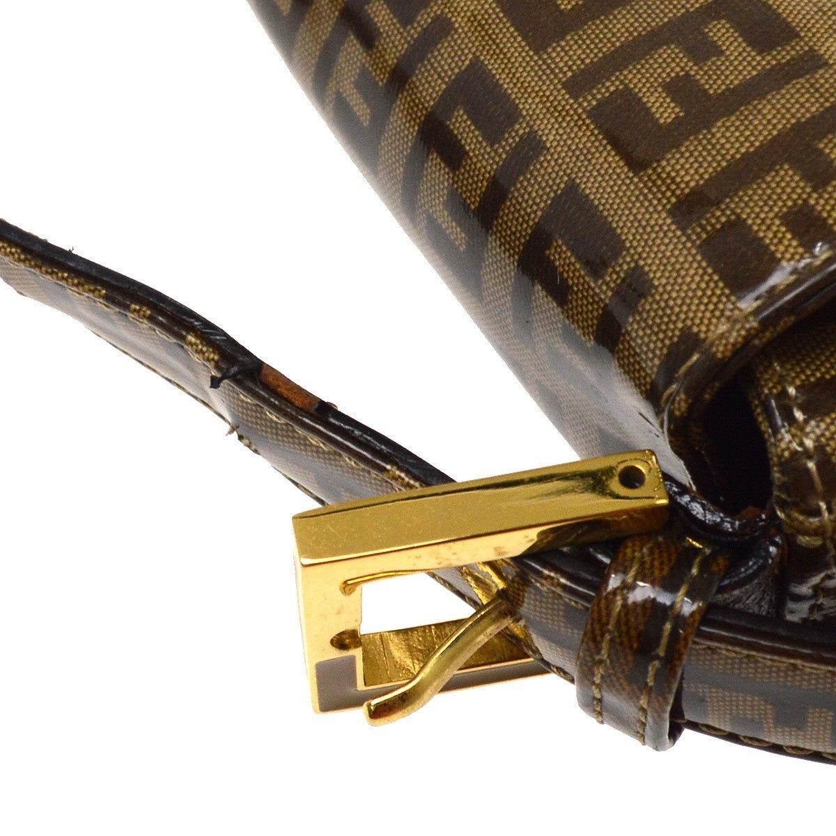 Fendi Brown Vinyl Zucchino Mamma Baguette Handbag