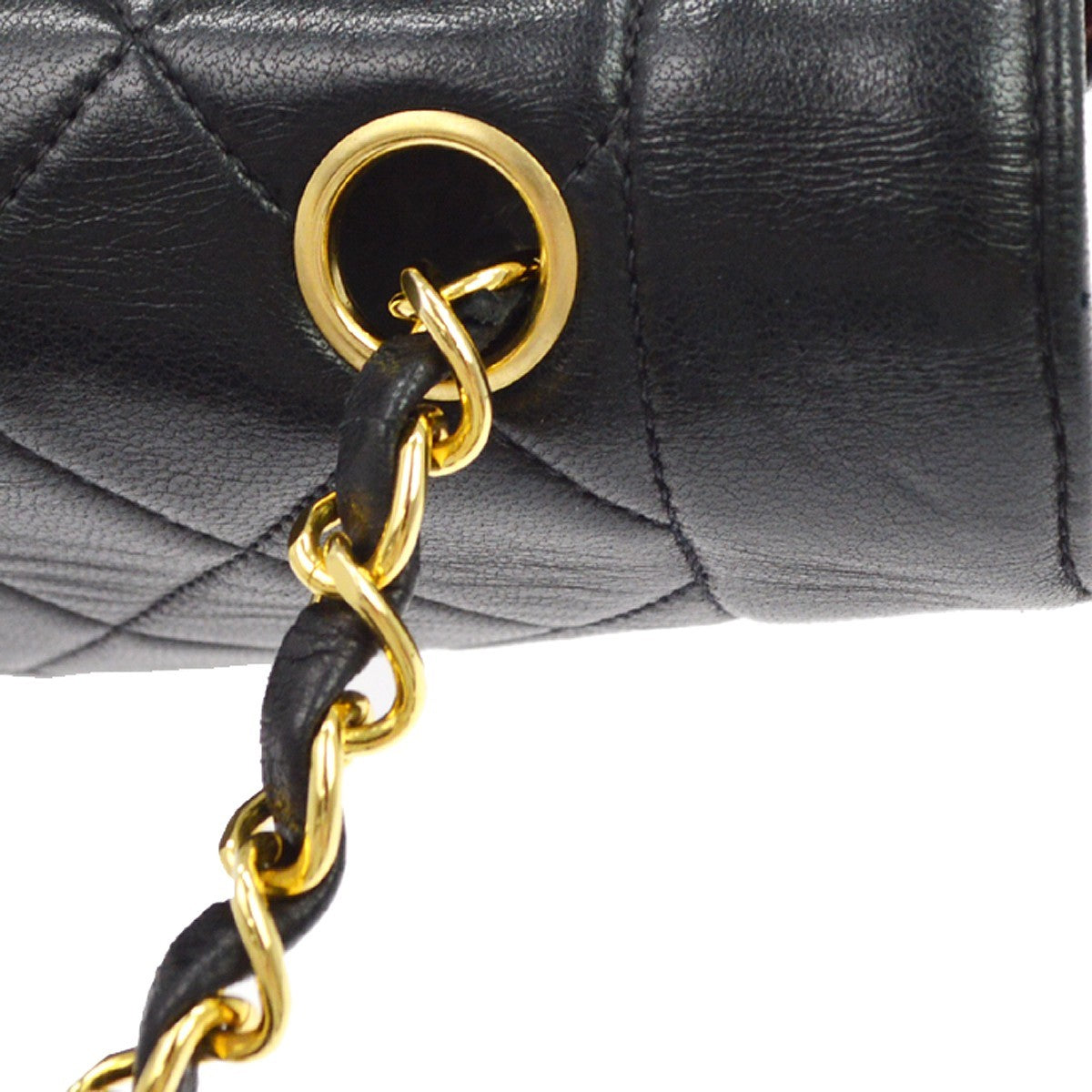 Chanel Black Lambskin Small Diana CC Single Chain Shoulder Bag