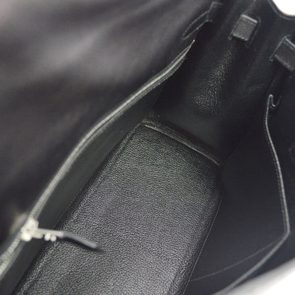 Borsa Hermès Kelly 32 Retourne Vintage in Pelle Evergrain Nera
