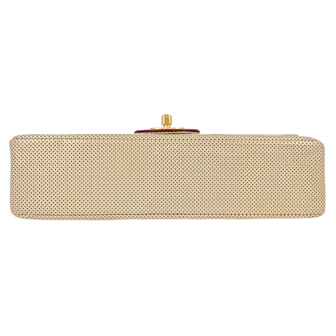 Borsa Chanel Single Flap Media Vintage in Vernice Beige e Rossa