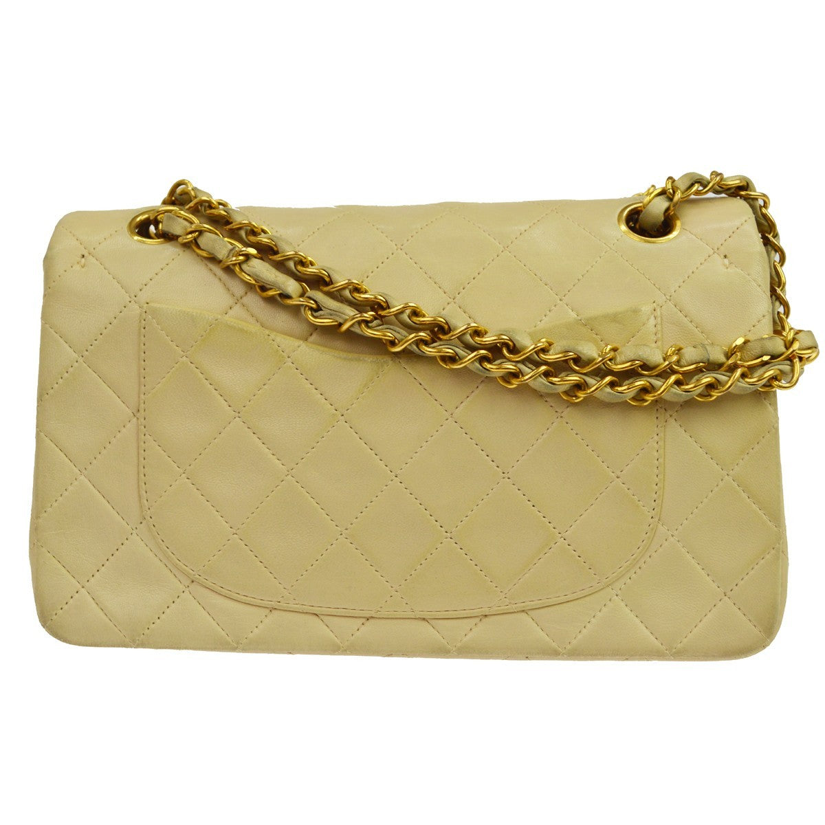 Chanel Beige Lambskin Medium Classic Double Flap Shoulder Bag