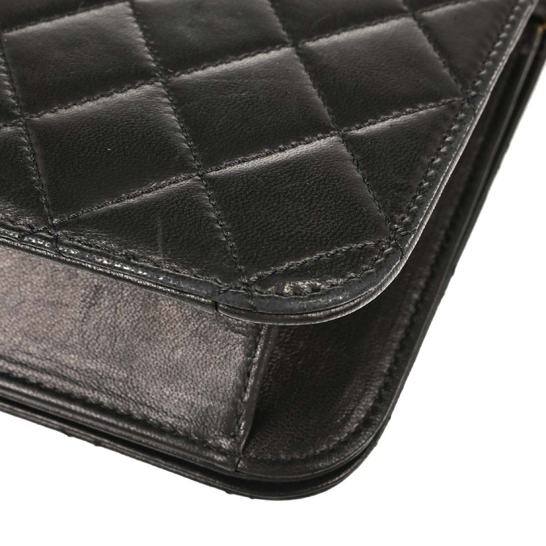 Borsa Chanel Pushlock Full Flap Vintage in Pelle di Agnello Nera