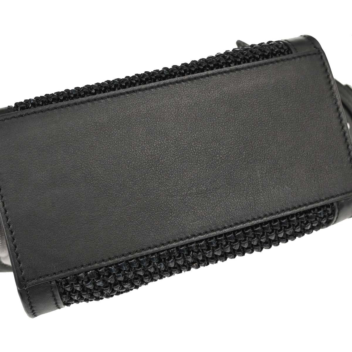 Saint Laurent Black Raffia Calfskin Toy Cabas Shoulder Bag