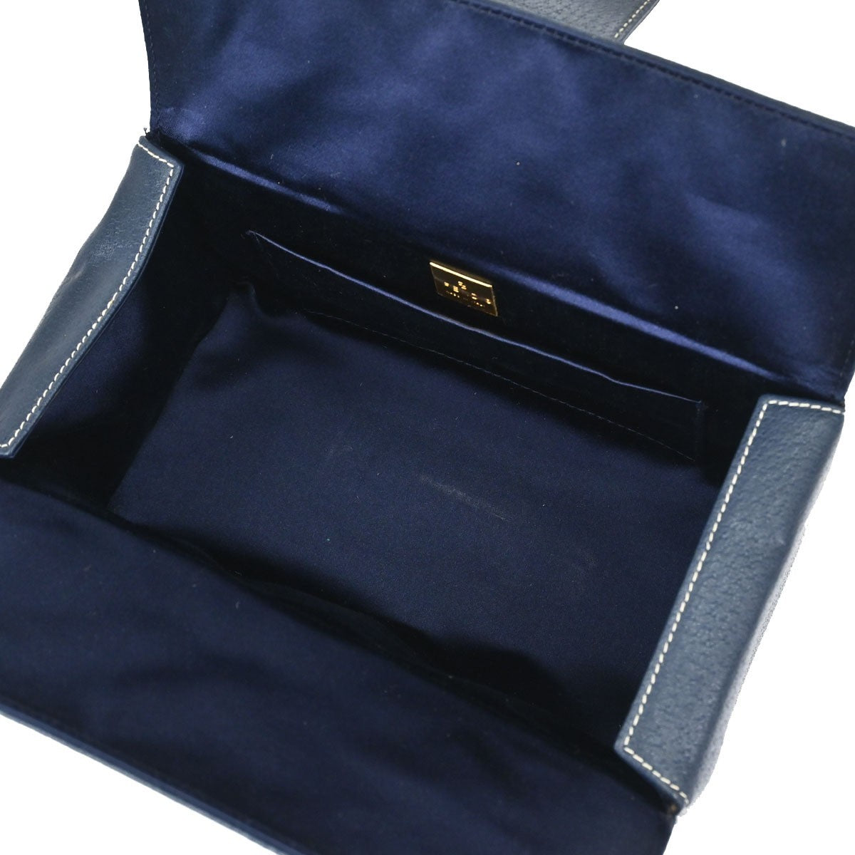 Fendi Blue Leather Baguette Box Handbag