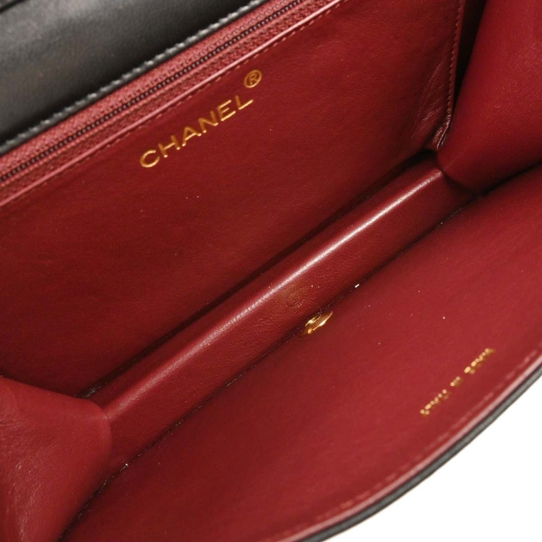 Borsa Chanel Pushlock Full Flap Vintage in Pelle di Agnello Nera