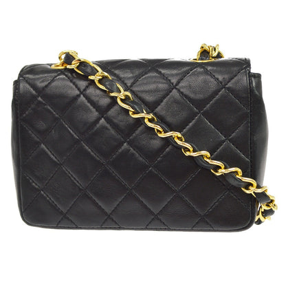 Chanel Black Lambskin Straight Flap Shoulder Bag