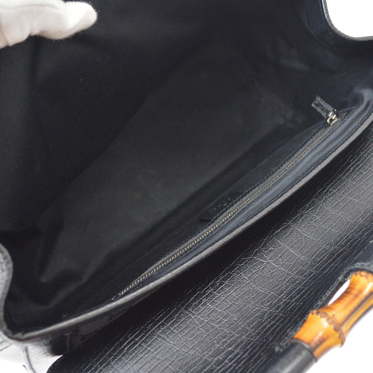 Gucci Black GG Canvas Bamboo Handbag
